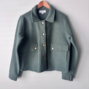 Womens Magaschoni Long Sleeve Overshirt Shacket Alpine Green M Scandi Chic Layer